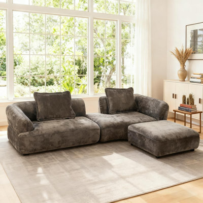Modern Sectional Sofa with High-Density Fully Compressed Sponge and Chaise Lounge,  Deep Seating, Perfect for Living Room, Lounge
