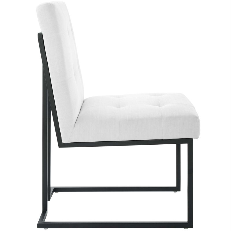 Sleek Privy Black Metal Upholstered Side Dining Chair