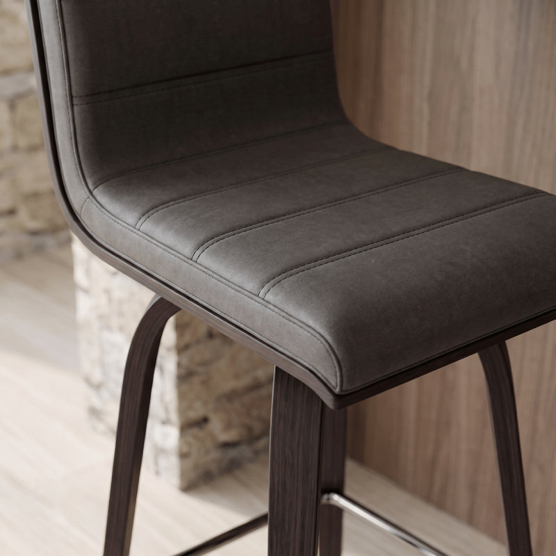 Tabouret de bar pivotant Aluin de style moderne du milieu du siÃ¨cle, en simili cuir et bois, null, null, null