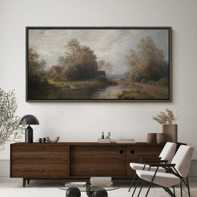 "Countryside Cottage" par River, reproduction d'art sur toile encadrée - décor de paysage classique