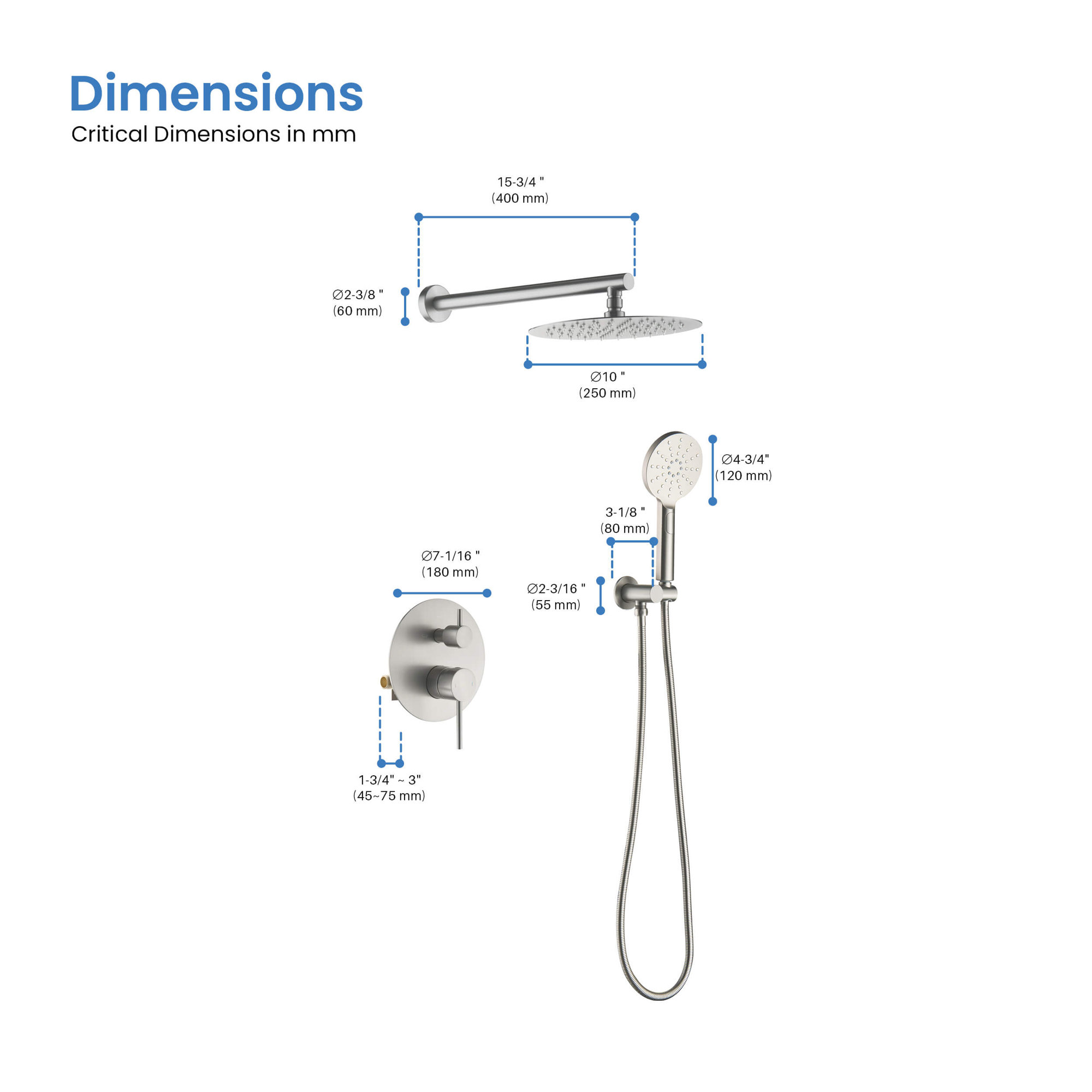 Circular Shower Faucet with Rough-in Valve, Brushed Nickel