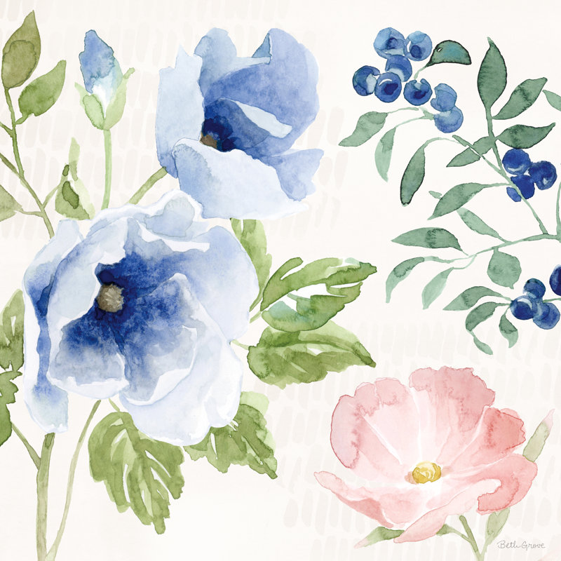 Indigo Petals III by Beth Grove - Wrapped Canvas Painting, 30cm H x 30cm W x 3.8cm D