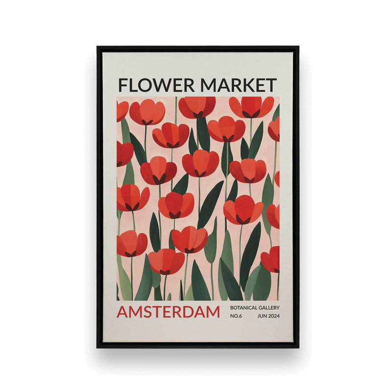Amsterdam Flower Market I, Cadre flottant noir satiné, H 30,75 po x l 20,75 po