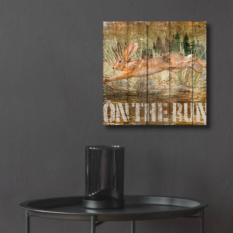  «Rabbit On The Run» par Art Licensing Studio, art mural en verre acrylique, 12 po x 12 po