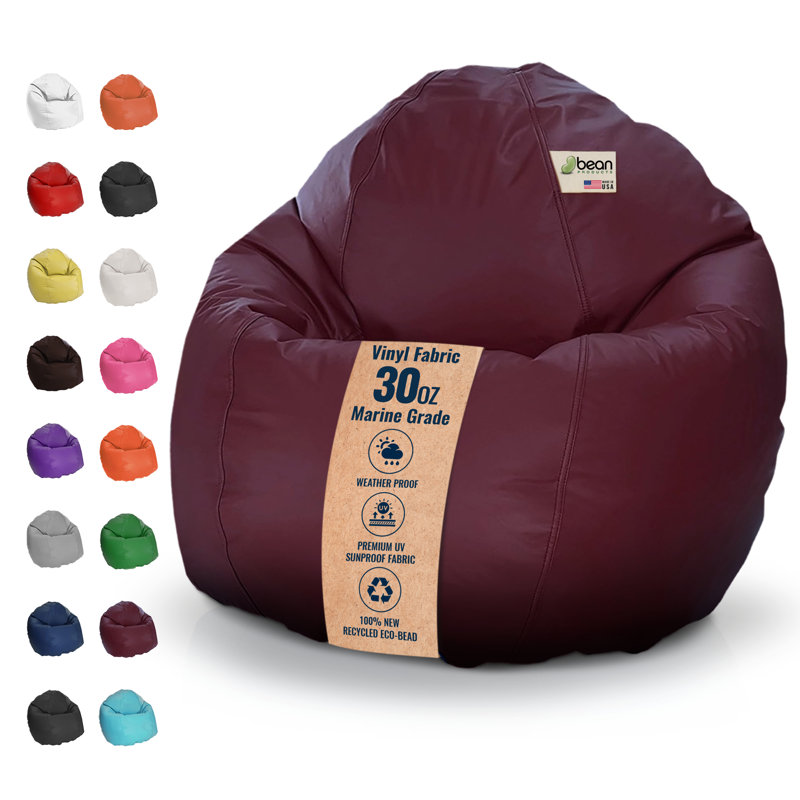 Bean Bag Chair - w/Polystyrene Beads and CertiPUR Foam Filled Waterproof Chair for Adults and Teens, 40"H x 36"W x 36"D
