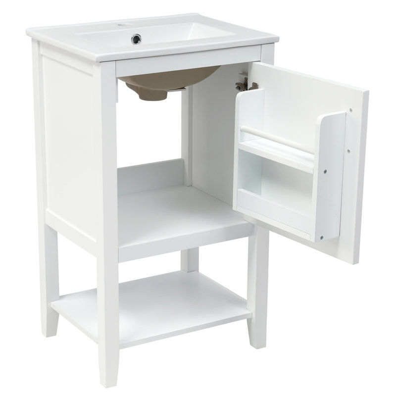 Charmant meuble-lavabo avec d'excellentes caractéristiques et un rangement spacieux, Blanc