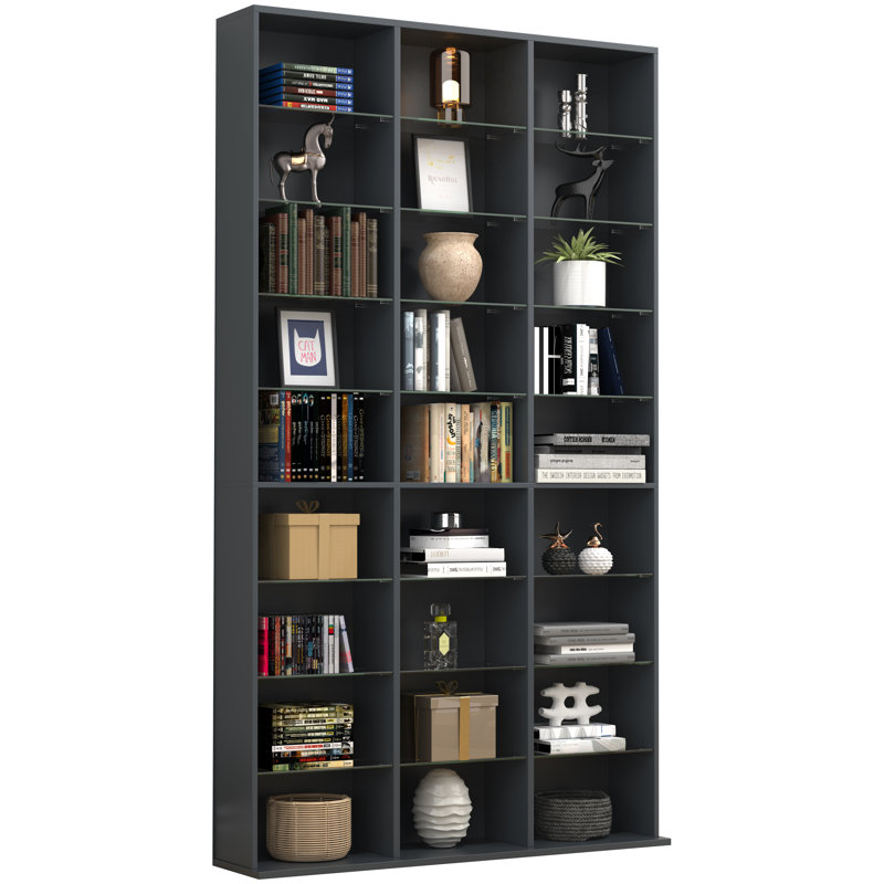 Renecia 181cm H x 102cm W Standard Bookcase, Anthracite
