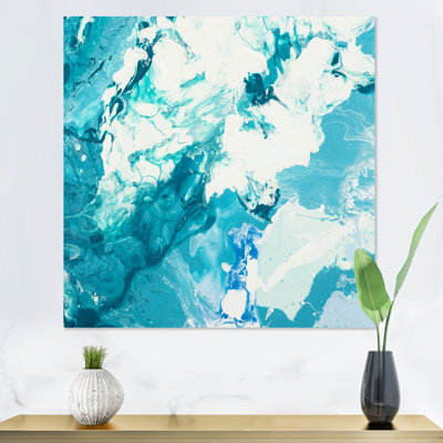 Nuage blanc sur marbre bleu I - peinture sur toile