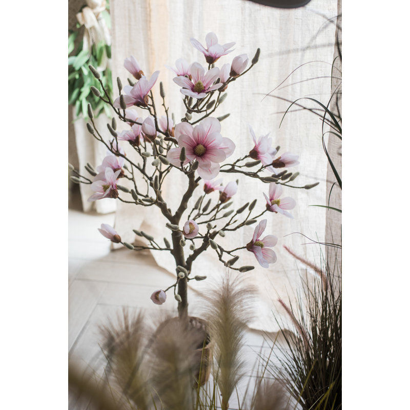 Arbre à fleurs artificiel en pot magnolia, H 33,5 po x l 21,6 po x P 5 po