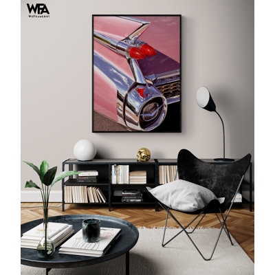 Reproduction de photo de voiture rétro, décoration murale d'automobile rose encadrée, cadeau d'amant de voiture rétro, photographie de voiture classique, impression de photo Thunderbird