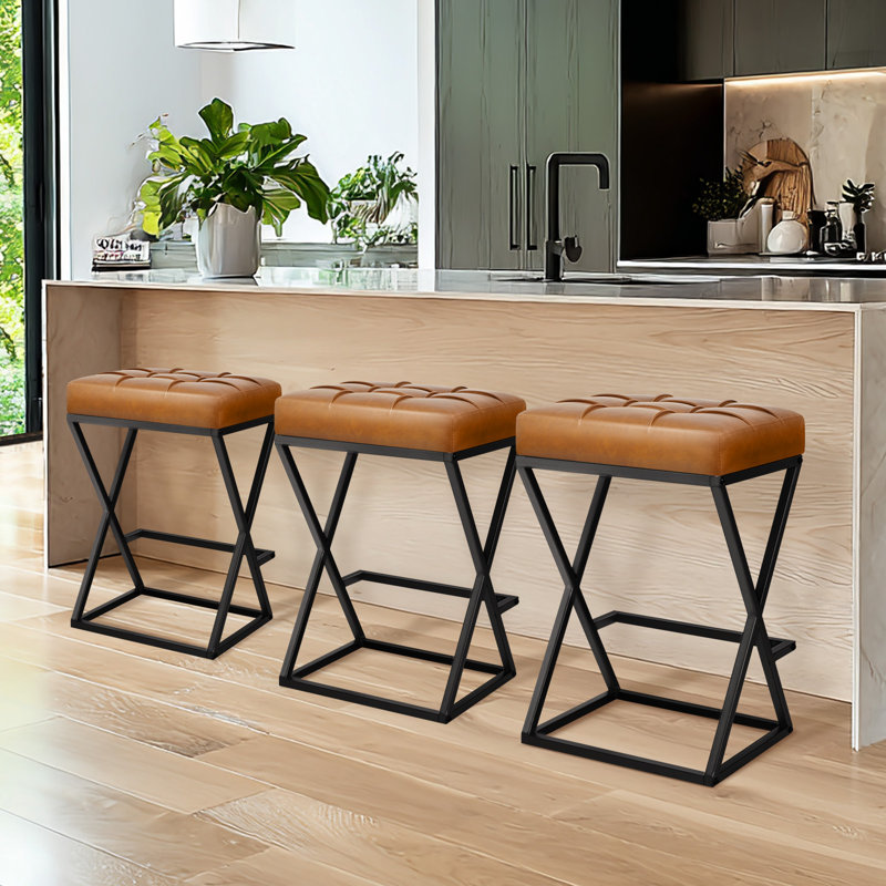 Tabouret de bar Mid-Century 26 po, Noir, 2