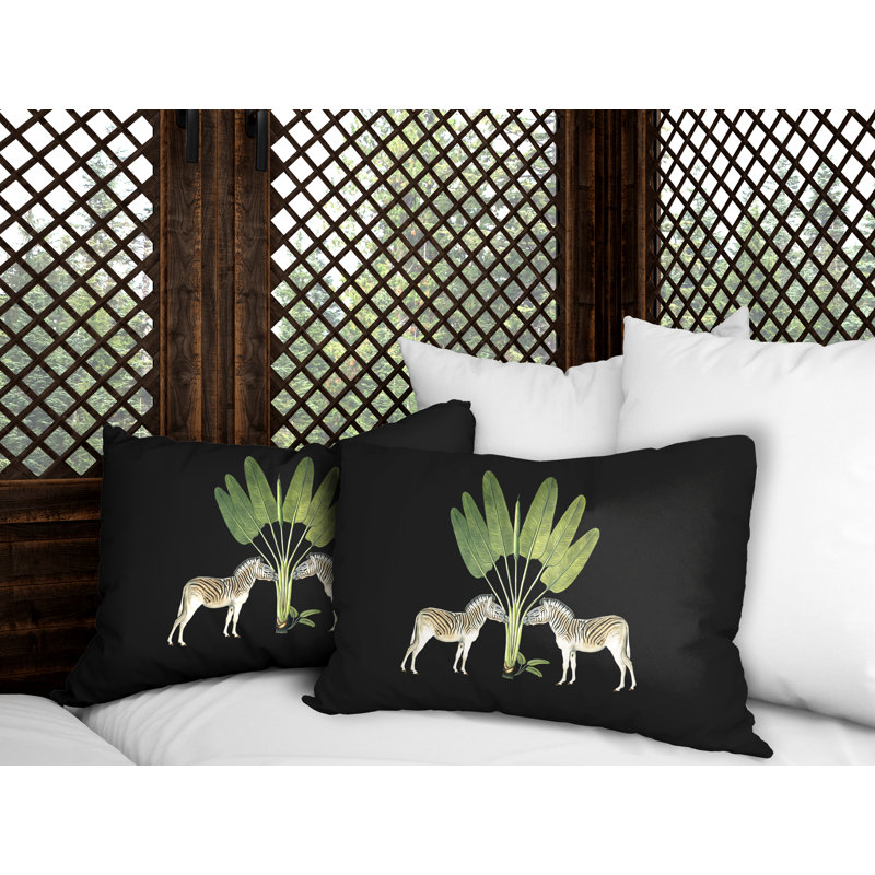 Outdoor Reversible Throw Pillow, 20W" x 14H", Black