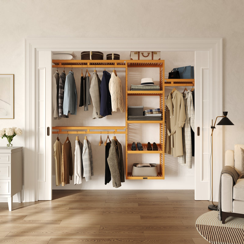 John Louis Home Solid Wood Reach-In Simplicity Closet System, Honey Maple