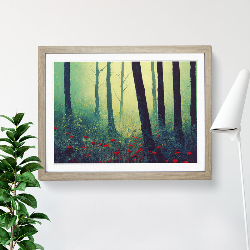 Flowers of a Spring Forest Vol.4 1 Piece Single Picture Frame Painting, 46cm H x 64cm W x 2cm D, Oak