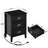 Miramontes Set of 2 Nightstands with Charging Station Black End Table USB Ports Power 3 Drawers Bedside Tables for  Bedroom