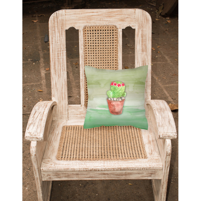 Coussin décoratif d’intérieur/d’extérieur en aquarelle cactus, 18 po x 18 po