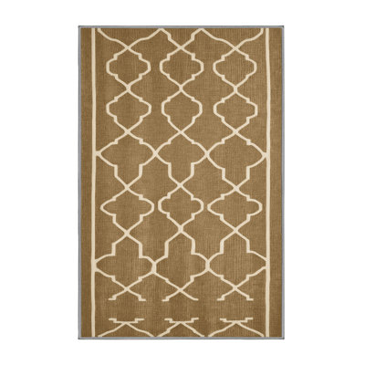 Tapis brun treillis lavable à la machine