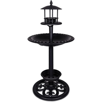 Black Bird Baths For Outdoors Plastic Bird Feeder With Flower Planter