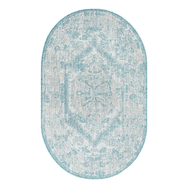 Oriental Indoor / Outdoor Rug, Oval 3'3" x 5'3"