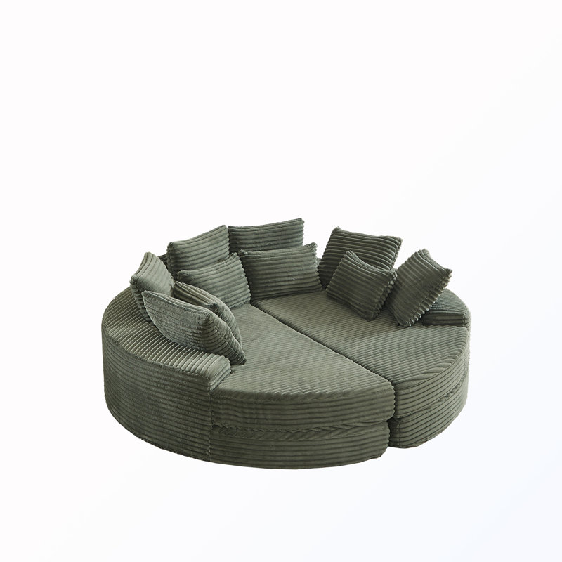 2-In-3 Round Oversized Recliner, Green Corduroy
