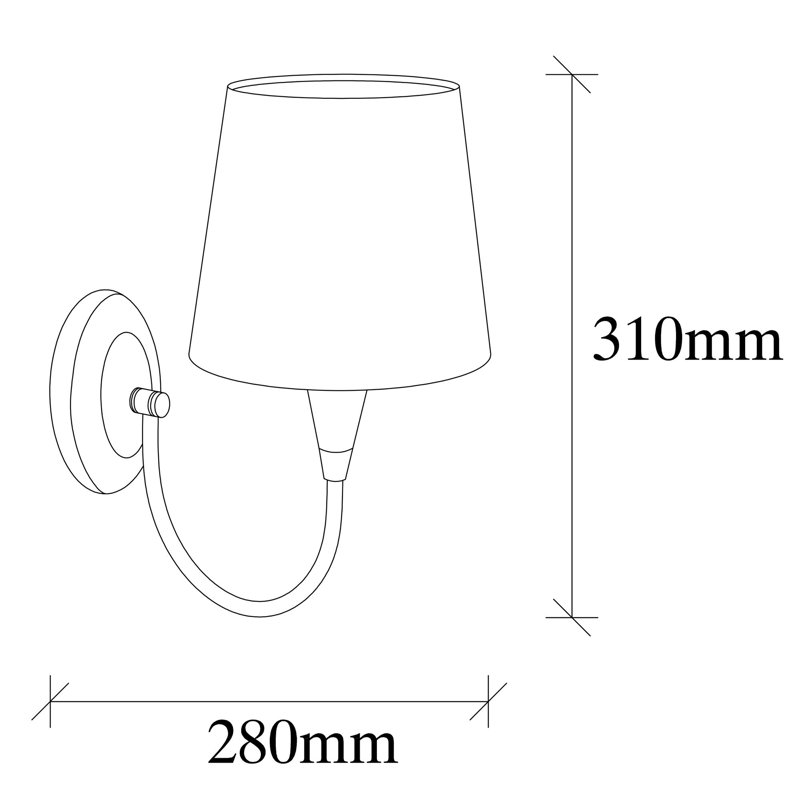 Modern Wall Lamp with Metal Body, Antique Finish, 12 x 8 inches Base Plate | Height: 12.2 inches, Cap Diameter: 6.3 inches | E27 Socket, Max 40W | Stylish Scandinavian Design, Perfect for Living Room, Bedroom, or Office Decor, IP20 Rated