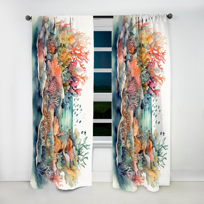 Vibrant Coral Reef II - Rideau de plage moderne - Velours obscurcissant - 1 panneau