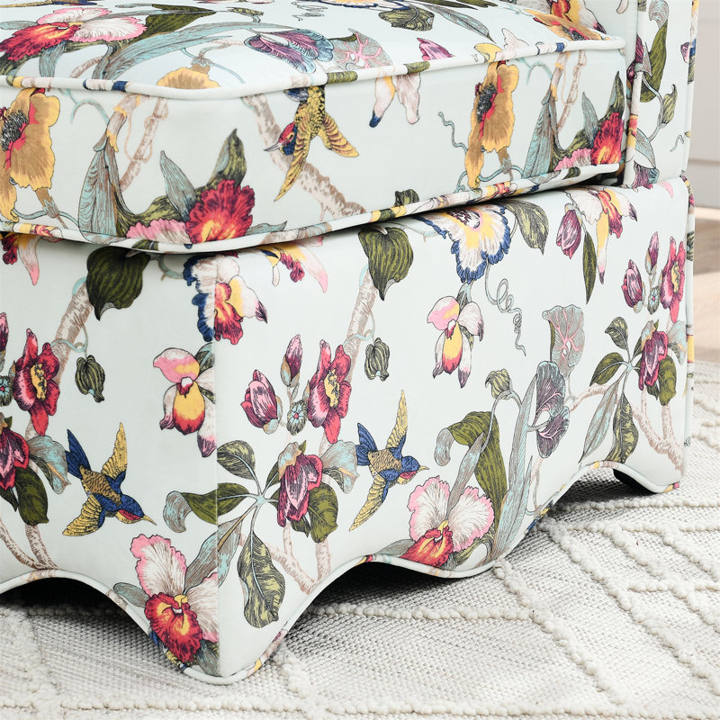 Fauteuil d'appoint rembourré avec accoudoirs et motif floral