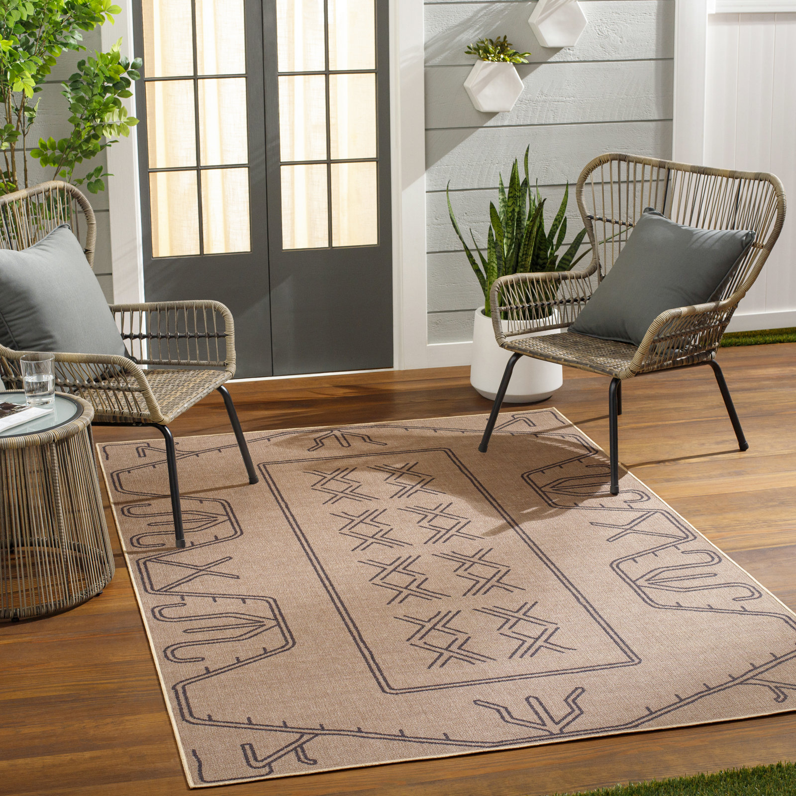 Keld Tan Moroccan Rug, Rectangle 3' x 5'