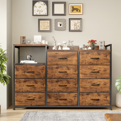 Salara 49.6"W 11-Drawer Long Dresser with 2-Tier Shelves, TV Stand for Bedroom by Ebern Designs