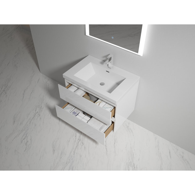 Lurlee 23.5'' Single Bathroom Vanity with Poly Marble Top