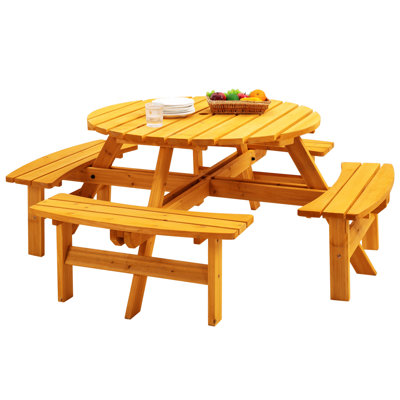 Table de pique-nique en bois pour 8 personnes