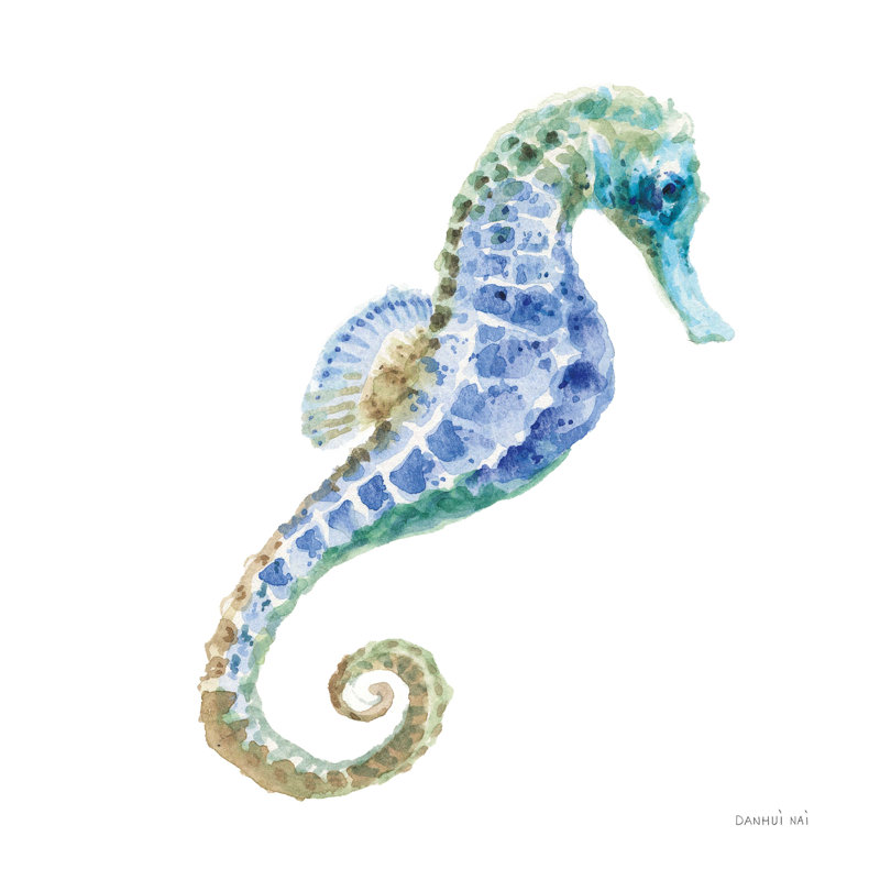 Hippocampe sous-marin - peinture sur toile tendue, H 12 po x l 12 po