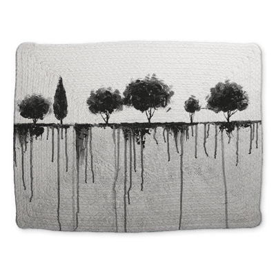 Ink Bleeding Trees White Braided Polyester Placemat - Home Decor