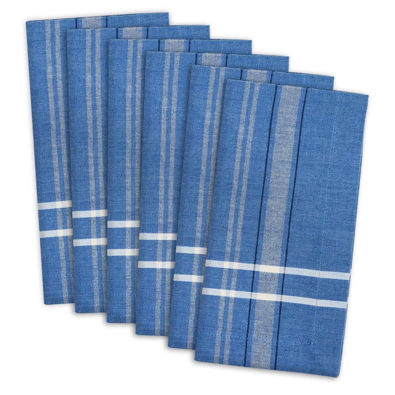 Shelton Cotton Blend Striped Square Napkin, Blue Chambray