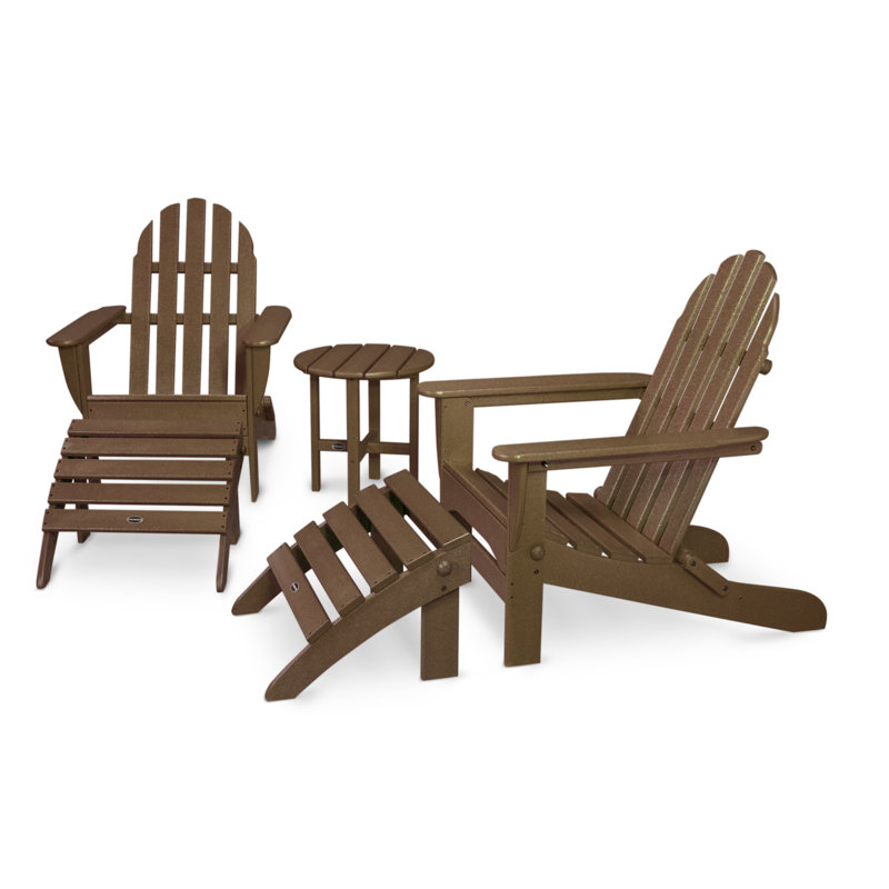 POLYWOOD Classic Adirondack 5-Piece Casual Set, Teak