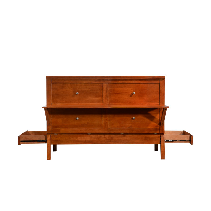 Lit escamotable en bois massif Jarita, Cherry