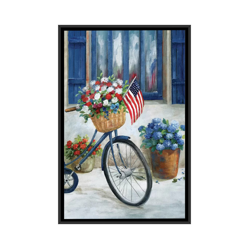 «Patriot Bike II» par Nan - impression, H 48 po x l 32 po x P 1,5 po, Cadre noir