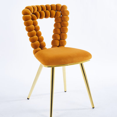 Chaise moderne moderne dorée (4): confortable, revêtement en tissu, pieds en fer pour différentes pièces
