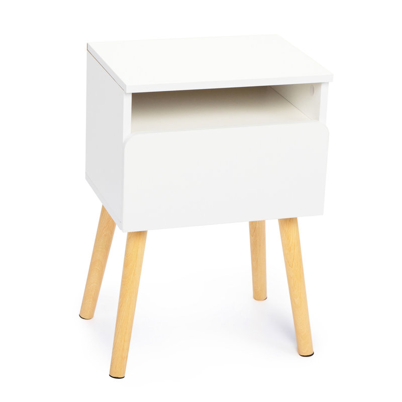 Table de chevet moderne en blanc, avec tiroirs et tablette pour les espaces de vie de chambre à coucher