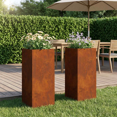 Planter Raised Garden Bed Plant Pot Flower Pot Grey Weathering Steel