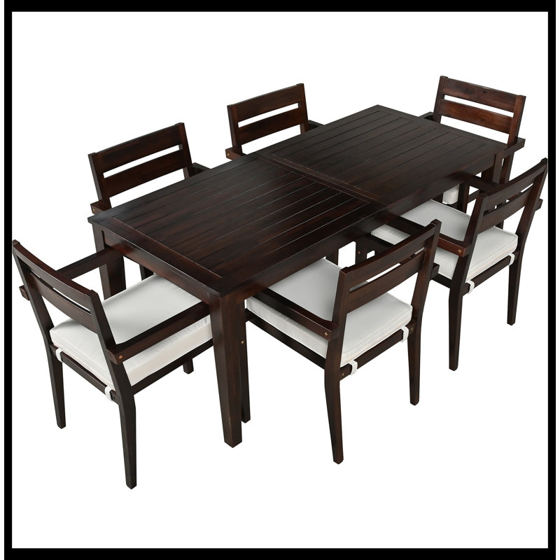 Outdoor Patio Acacia Wood Dining Set, Dark Brown