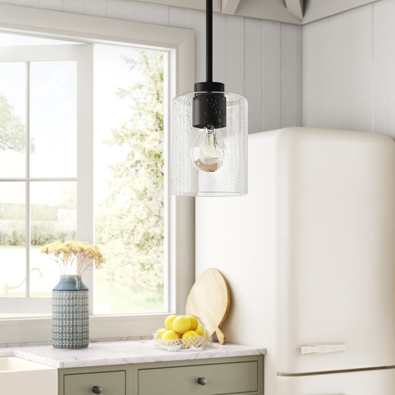 Luminaire suspendu cylindrique à 1 lumière Babson, Noir mat