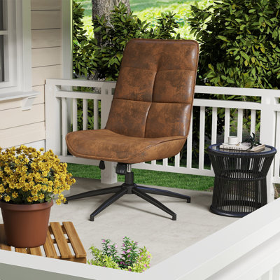 Chaise pivotante de revêtement de patio avec dossier haut et grand coussin pour la lecture et la détente dans les espaces extérieurs couverts