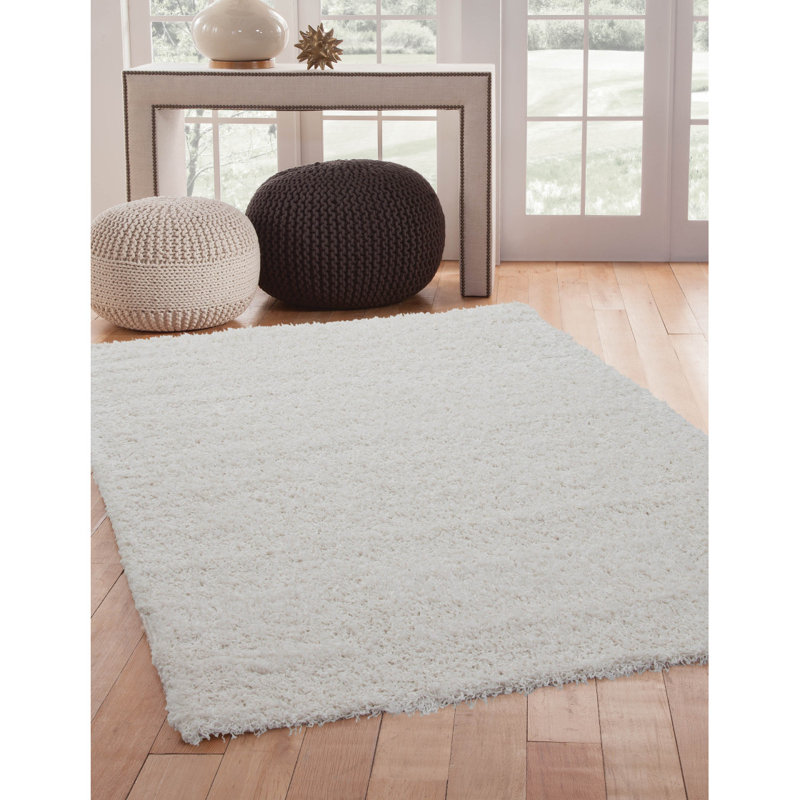 Tapis à poils longs blanc 8 x 10
