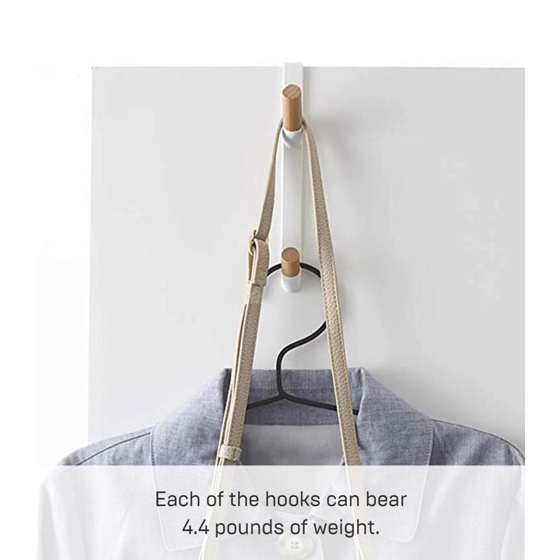 White Metal and Wood Over-the-Door Hook