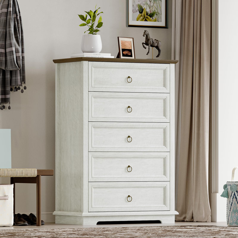 5 - Drawer 43.7" Tall Dressers Chests for Bedroom,Living Room,Accent Storage Cabinets, White