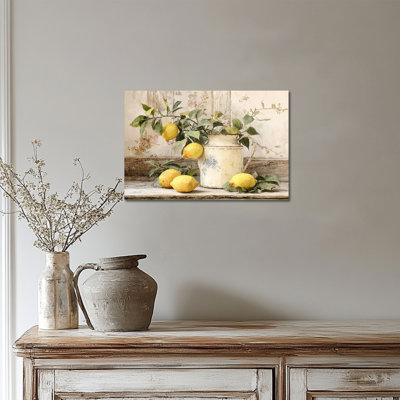 Lemon Wall Art, Lemon Canvas Wall Art, Lemon Kitchen Wall Decor, Vintage Italian Fruit Art Wall Decor for Kitchen, Mediterranean Poster Artwork for Wall Prints 12" × 16"