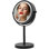 OVENTE 6" Lighted Makeup Mirror with 1X/7X Magnification, Cordless Tabletop Mount Vanity Round Mirror with 360° Swivel Design and Double Sided Cool Tone LED Ring Light, Matte Black MLT60B1X7X