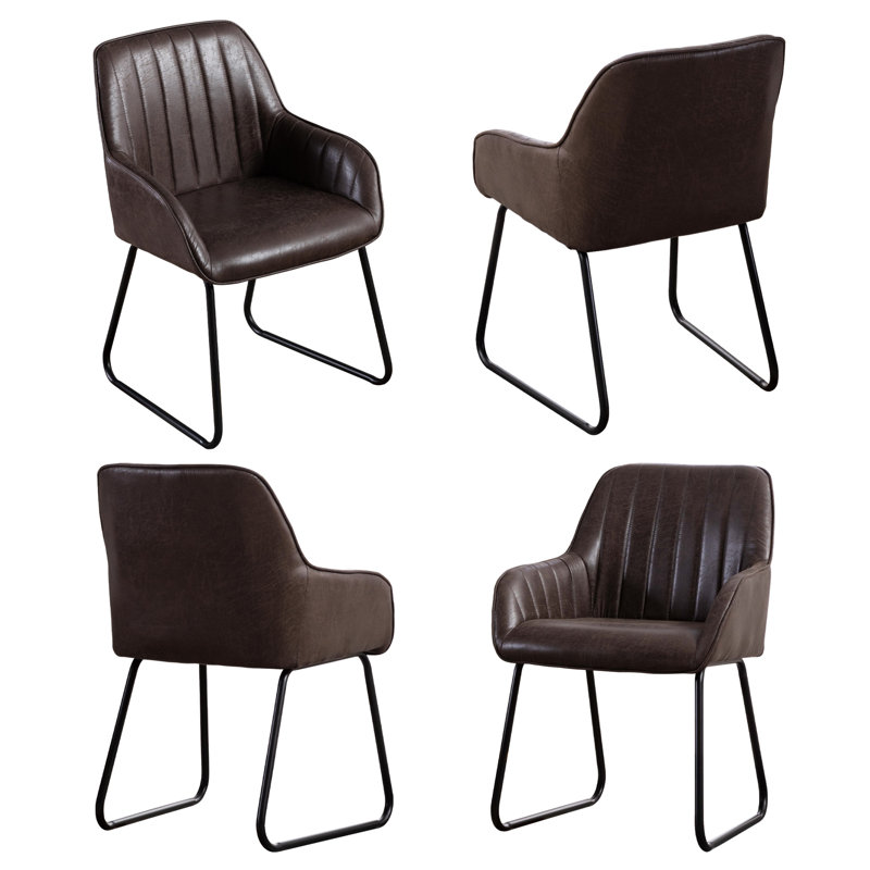 Markesha Upholstered Dining Chairs With Arm, Dark Brown