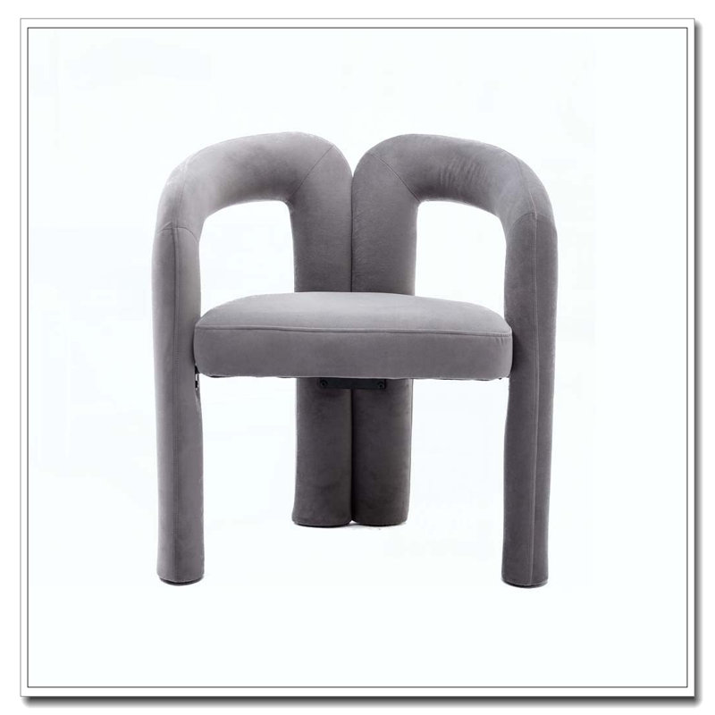 Fauteuil de cuisine en velours rembourré, Gris